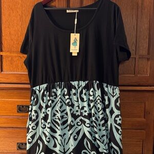 NWT Nemidor Women's Black and Teal Maxi Dress size 22